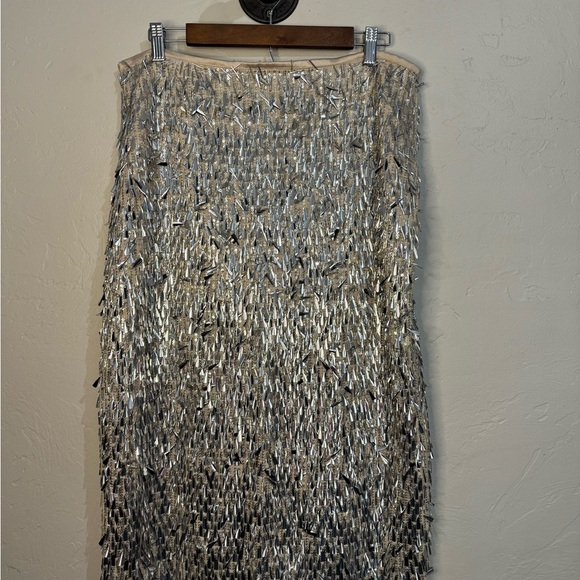 Zara Metallic Fringe Pencil Midi Skirt - Picture 1 of 6